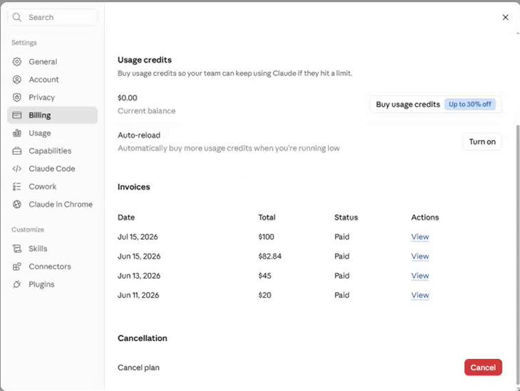 My real Claude invoices adding up to $247.84 across 41 days