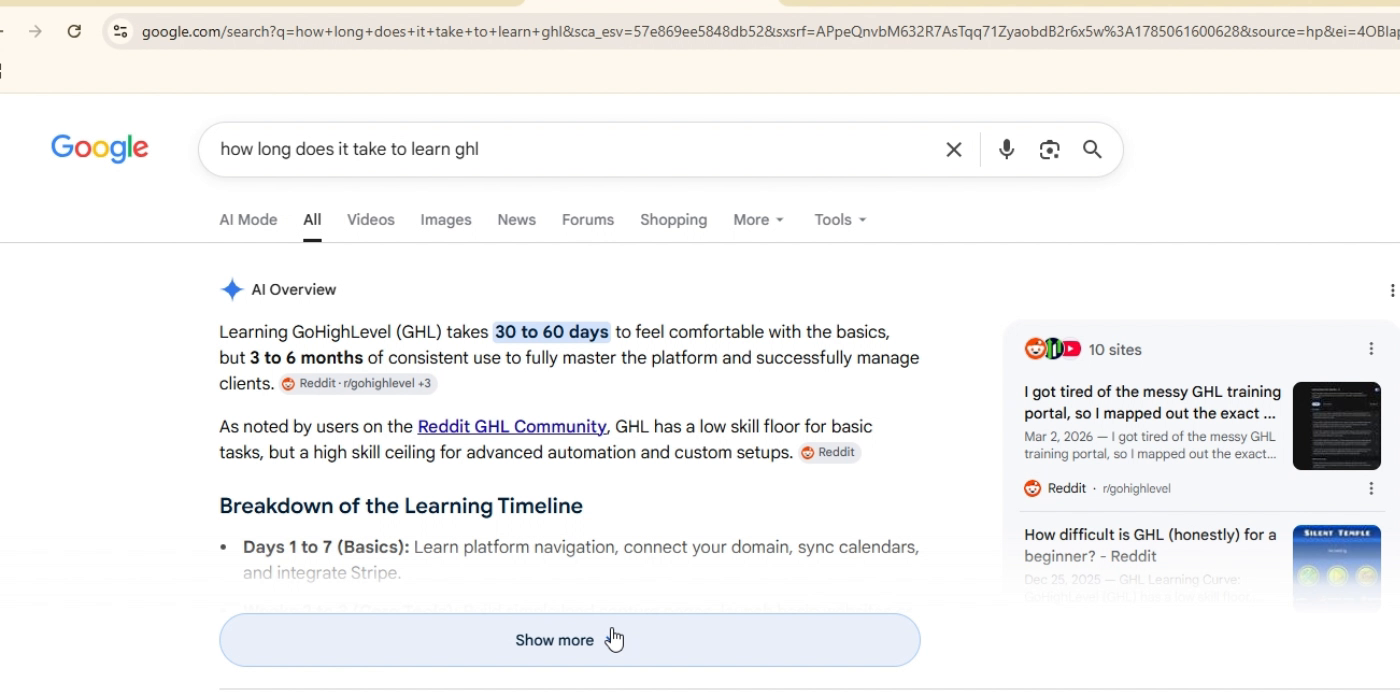 Is GoHighLevel legit, the learning curve is 30 to 60 days for basics and 3 to 6 months to master